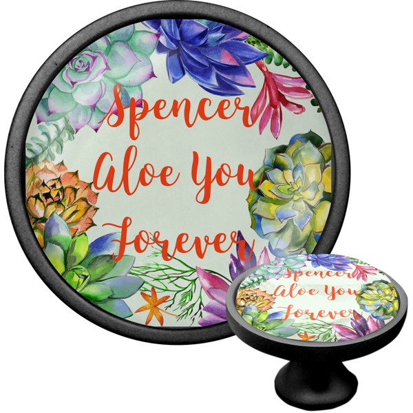 Custom Succulents Cabinet Knob (Black) (Personalized)