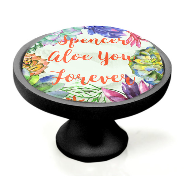 Succulents Black Custom Cabinet Knob (Side)