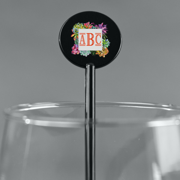 Succulents Black Plastic 5.5" Stir Stick - Round - Main