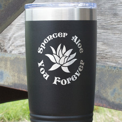 Succulents 20 oz Stainless Steel Tumbler - Black - Single Sided (Personalized)