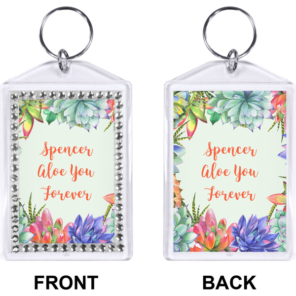 Succulents Bling Keychain (Front + Back)