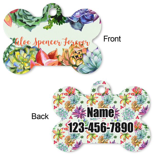 Succulents Bone Shaped Dog ID Tag - Large - Approval