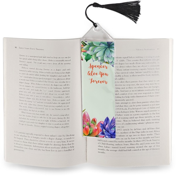 Succulents Bookmark with tassel - In book