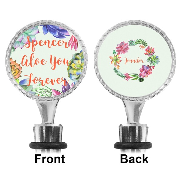 Succulents Bottle Stopper - Front and Back