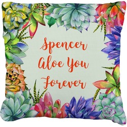 Succulents Faux-Linen Throw Pillow 16" (Personalized)