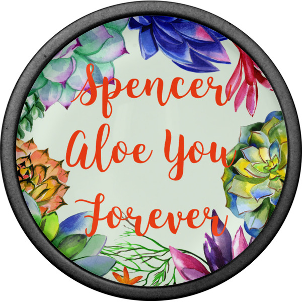 Succulents Cabinet Knob - Black - Front