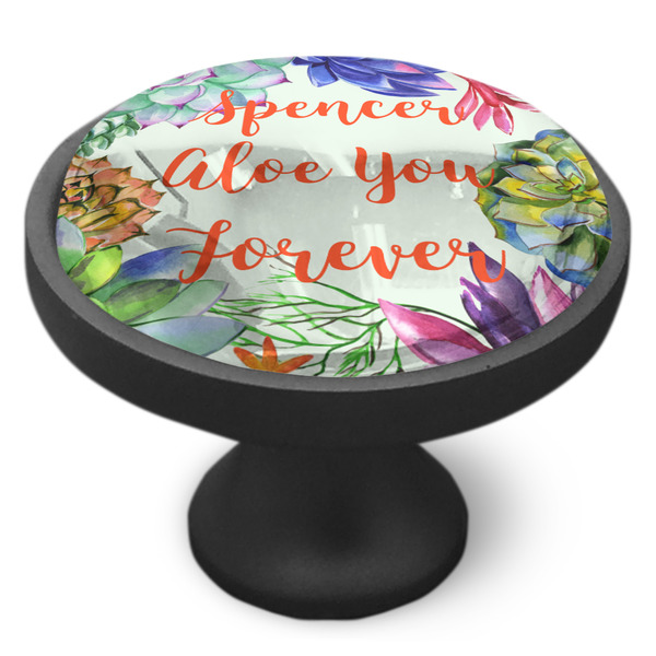 Succulents Cabinet Knob - Black - Side