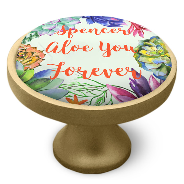 Succulents Cabinet Knob - Gold - Side
