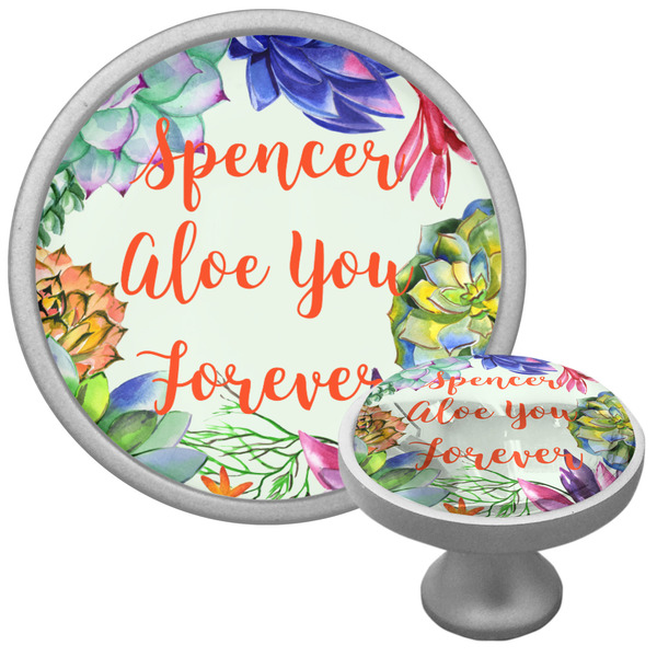 Custom Succulents Cabinet Knob (Silver) (Personalized)