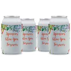 Succulents Can Cooler (12 oz) - Set of 4 w/ Name or Text