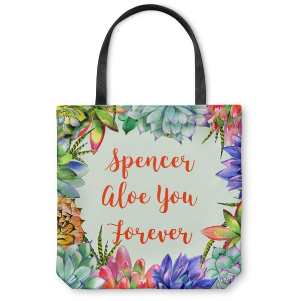 Custom Succulents Canvas Tote Bag - Large - 18"x18" (Personalized)