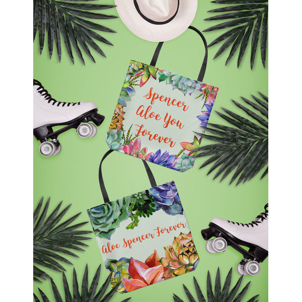 Succulents Canvas Tote Lifestyle Front and Back