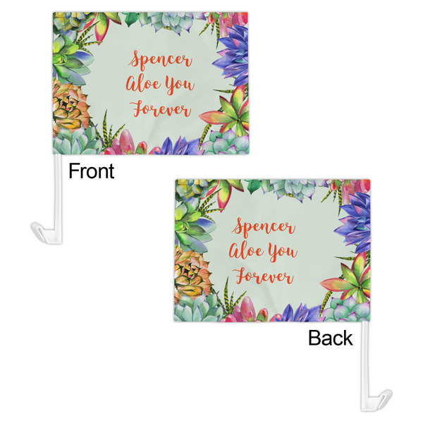 Succulents Car Flag - 11" x 8" - Front & Back View