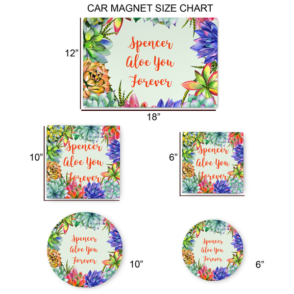 Succulents Car Magnets - SIZE CHART