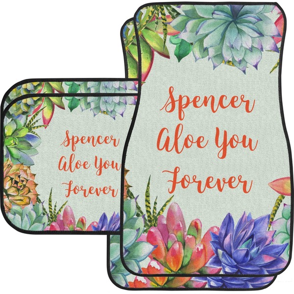 Custom Succulents Car Floor Mats Set - 2 Front & 2 Back (Personalized)