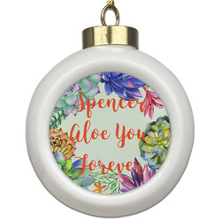 Succulents Ceramic Ball Ornament (Personalized)