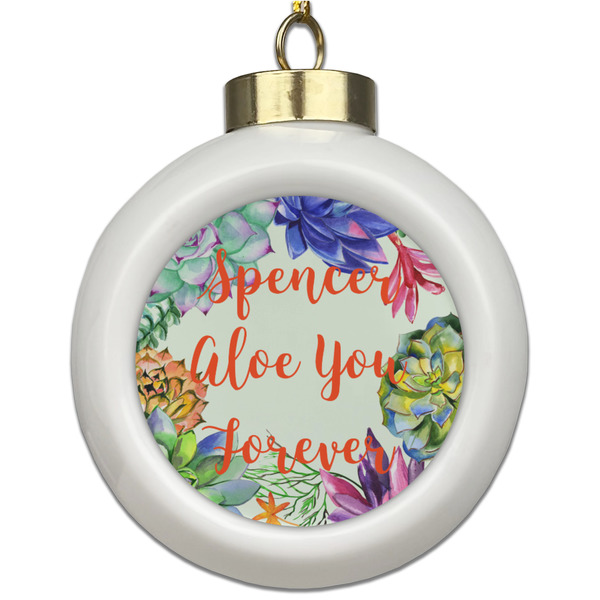 Custom Succulents Ceramic Ball Ornament (Personalized)
