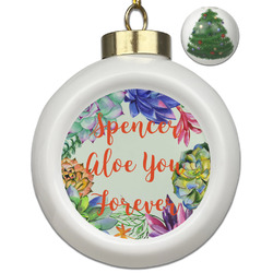 Succulents Ceramic Ball Ornament - Christmas Tree (Personalized)