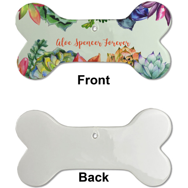 Succulents Ceramic Flat Ornament - Bone Front & Back Single Print (APPROVAL)