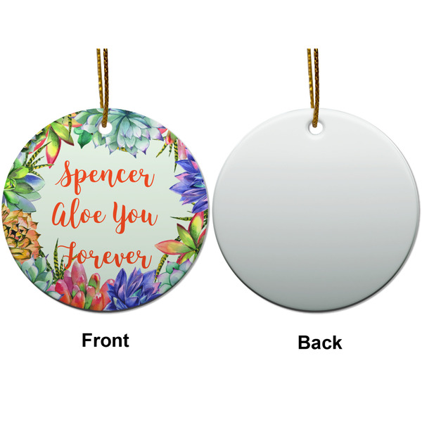 Succulents Ceramic Flat Ornament - Circle Front & Back (APPROVAL)