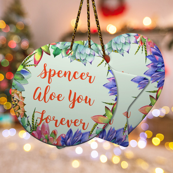 Custom Succulents Ceramic Ornament w/ Name or Text