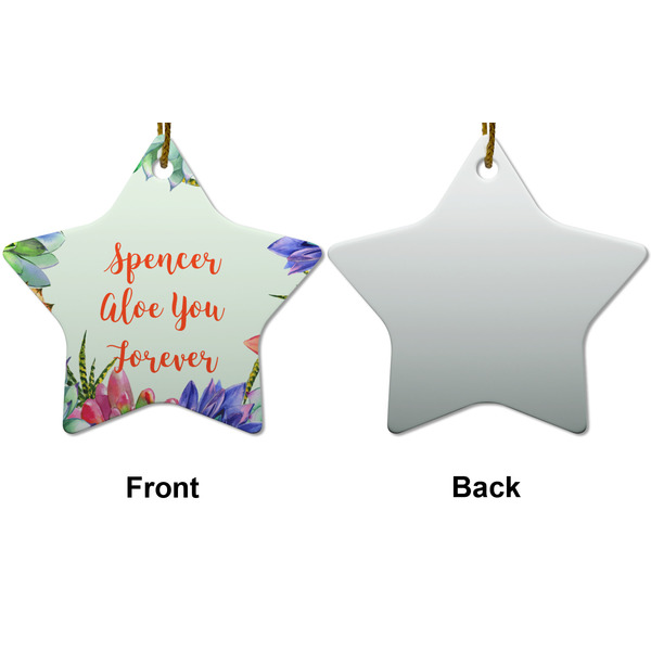 Succulents Ceramic Flat Ornament - Star Front & Back (APPROVAL)