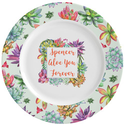 Succulents Ceramic Dinner Plates (Set of 4) (Personalized)