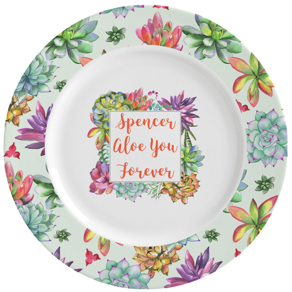 Custom Succulents Ceramic Dinner Plates (Set of 4) (Personalized)
