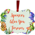 Succulents Metal Frame Ornament - Double Sided w/ Name or Text