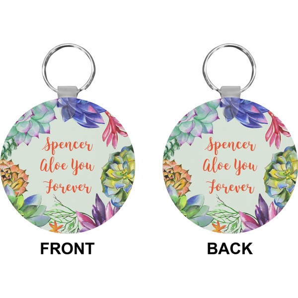Succulents Circle Keychain (Front + Back)
