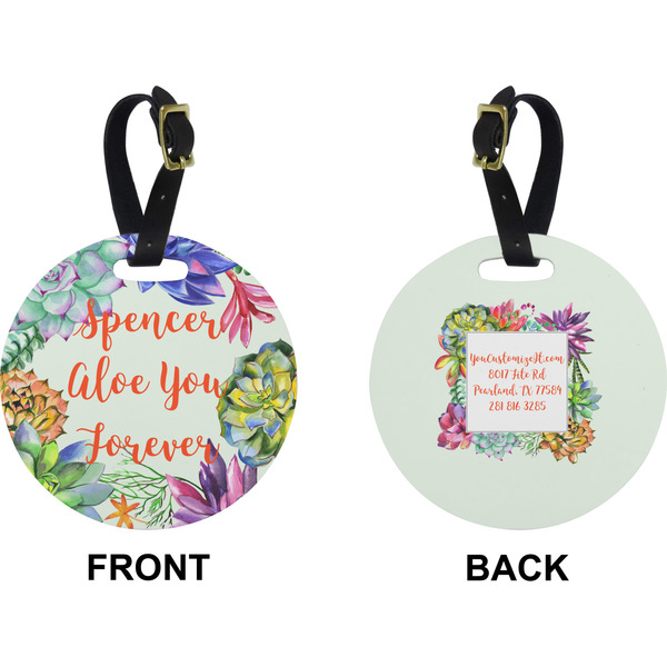 Succulents Circle Luggage Tag (Front + Back)