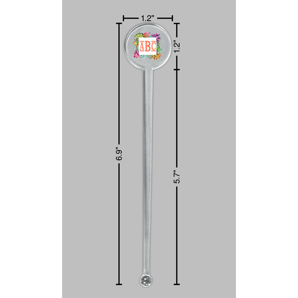 Succulents Clear Plastic 7" Stir Stick - Round - Dimensions