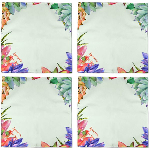 Succulents Cloth Napkins - Personalized Dinner (APPROVAL) Set of 4