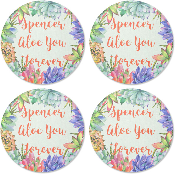 Succulents Coaster Round Rubber Back - Apvl