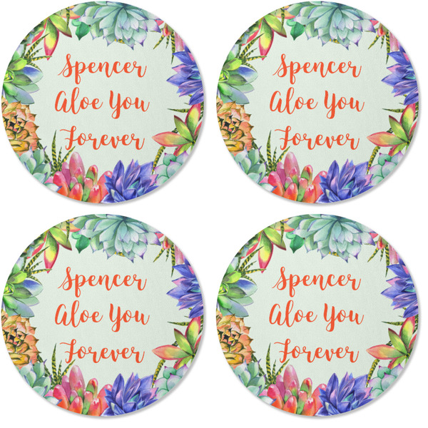 Succulents Coaster Round Rubber Back - Apvl