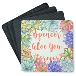 Succulents Square Rubber Backed Coasters - Set of 4 (Personalized)