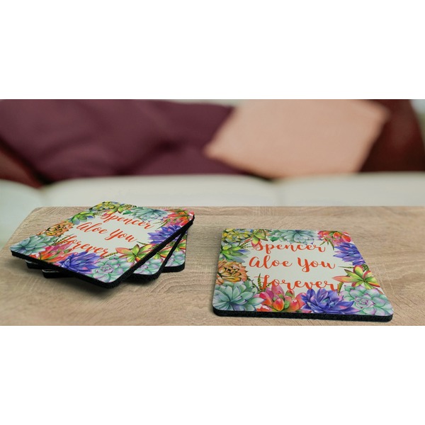 Succulents Coaster Rubber Back - On Coffee Table