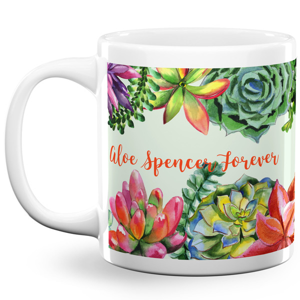 Succulents Coffee Mug - 20 oz - White