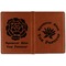 Succulents Cognac Leather Passport Holder Outside Double Sided - Apvl