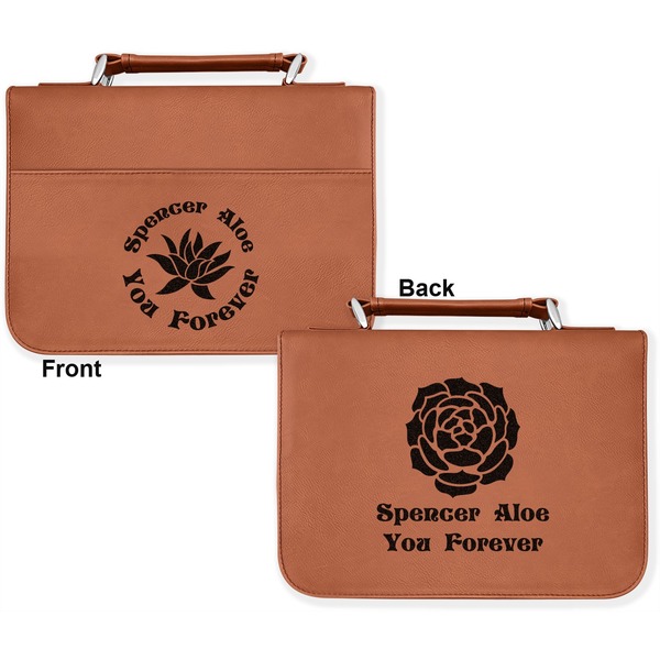Succulents Cognac Leatherette Bible Covers - Large Double Sided Apvl
