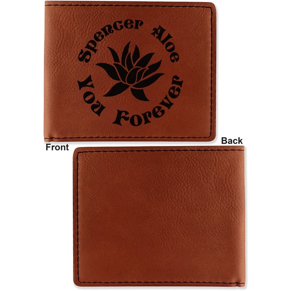 Succulents Cognac Leatherette Bifold Wallets - Front and Back Single Sided - Apvl