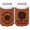 Succulents Cognac Leatherette Can Sleeve - Double Sided Front and Back
