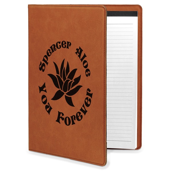 Custom Succulents Leatherette Portfolio with Notepad (Personalized)