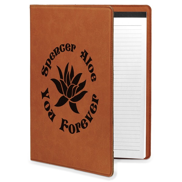 Custom Succulents Leatherette Portfolio with Notepad - Large - Single Sided (Personalized)