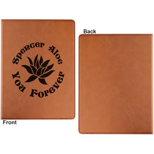 Succulents Cognac Leatherette Portfolios with Notepad - Large - Single Sided - Apvl