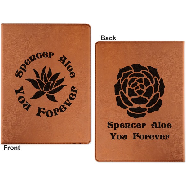 Succulents Cognac Leatherette Portfolios with Notepad - Small - Double Sided- Apvl