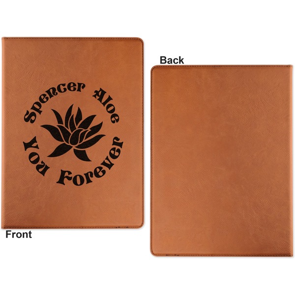 Succulents Cognac Leatherette Portfolios with Notepad - Small - Single Sided- Apvl