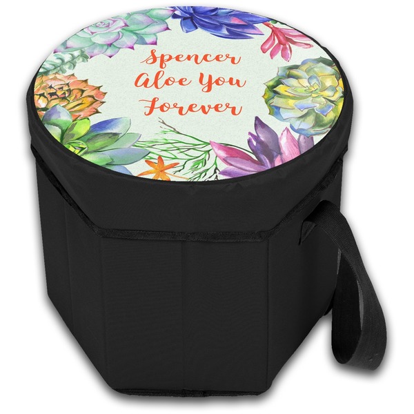 Succulents Collapsible Personalized Cooler & Seat (Closed)