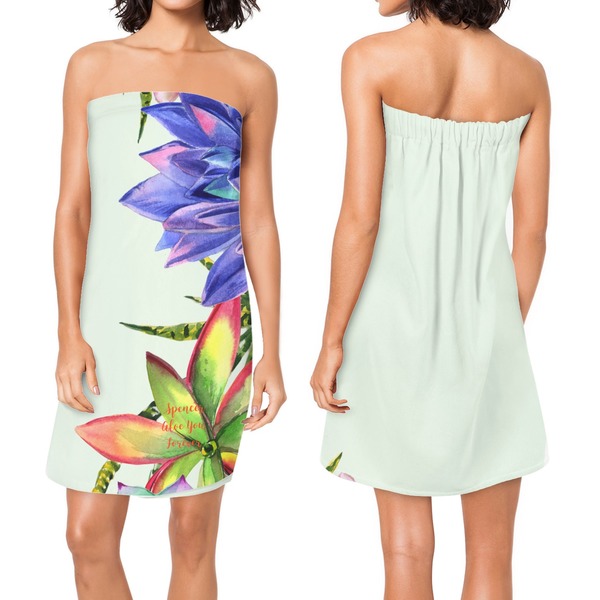 Succulents Custom Bath Wrap - Front & Back View