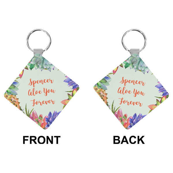 Succulents Diamond Keychain (Front + Back)